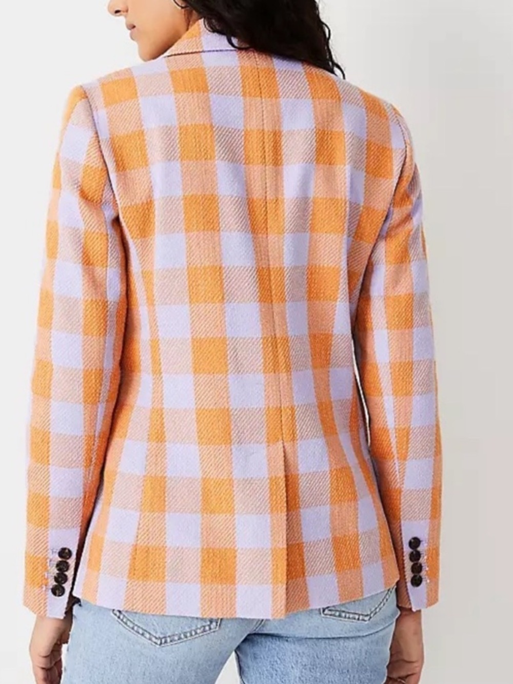 Ann Taylor Petite Hutton Blazer Gingham Textured Jacket 10P Career Chic Spring - Picture 6 of 10